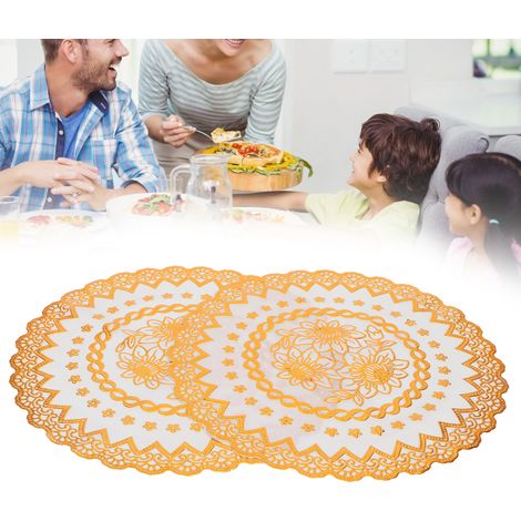 Dessous de table Gold PVC Doré 38x38cm 2PCS Tapis placemat antiadhérent Mat isolant décoratif Party Mat wedding Coaster café cuisine (1/5)
