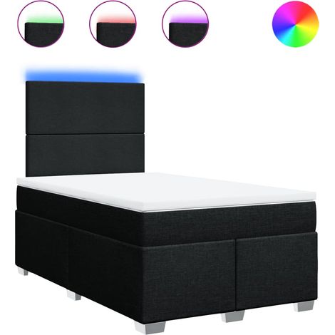Maison Exclusive - Sommier à lattes de lit avec matelas noir 120x190 cm tissu (1/5)