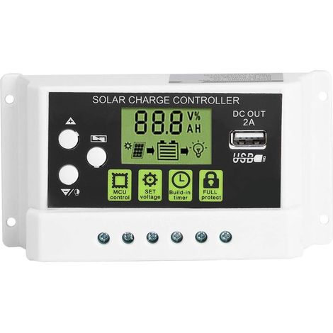 Regulateur De Charge Solaire PWM - Affichage LCD - Sortie USB Et DC 12 V 24 V - Pour Batteries Au Lithium Ou Plomb - 10 A 20 A 30 A (1/5)