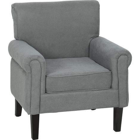 HOMCOM butaca de salón tapizada en tela, sillón relax con reposabrazos, asiento extraíble y lavable, patas de madera, estilo moderno, 79x72,5x88 cm
