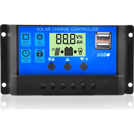 Contrôleur de Charge Solaire 30A(Versions actualisées),12V/24V Contrôleur de Charge de Panneau Solaire, Régulateur de Batterie du Panneau Solaire (1/5)