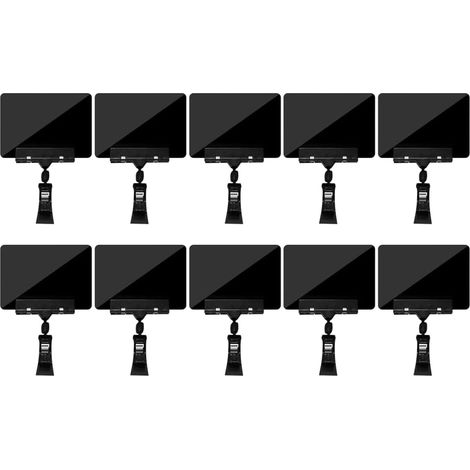 Lot de 10 Mini Tableau Noir en Plastique, Panneau d'Affichage Réutilisable, Ardoise de Prix Double Face avec Clip et Rotation à 360° pour Étagères de Cafés, Bars, Restaurants et Marchés (1/5)