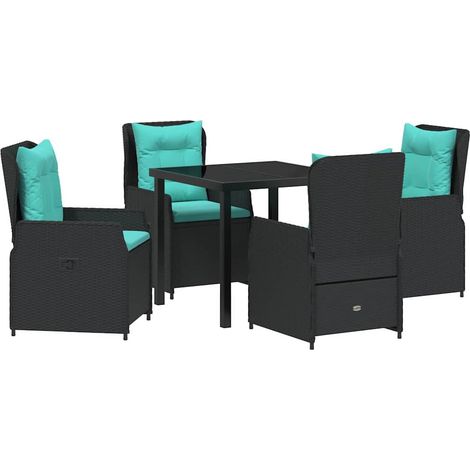 Maison Exclusive - Set da Pranzo per Giardino 5 pz Nero Poly Rattan (1/5)