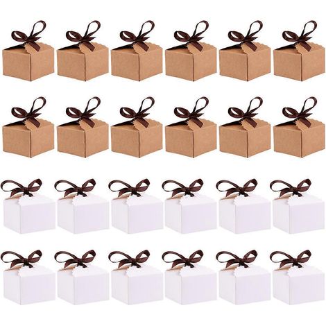 Boîte à bonbons cubiques (24 pièces) - Idéale pour les cadeaux de fête, les emballages de goûters et les mariages.-6.2X6.2X4CM-White (1/3)