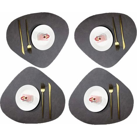 Sets de table en cuir - Ronds - Lavables - Antidérapants - 4 pièces