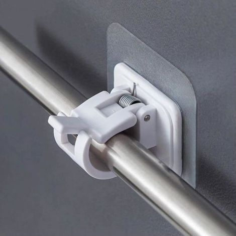 Lot de 2 supports blanc de tringle à rideau auto-adhésifs - Support pour rideaux (1/5)