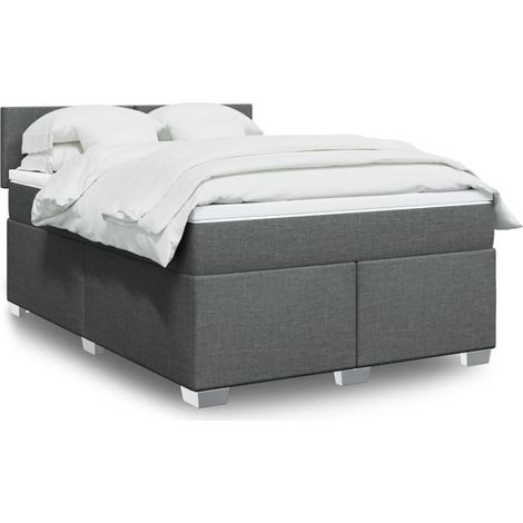 Boxspringbett mit Matratze Dunkelgrau 140x190 cm Stoff