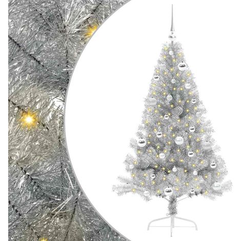 Artificial Pre-lit Christmas Tree Silver 150 cm PET vidaXL