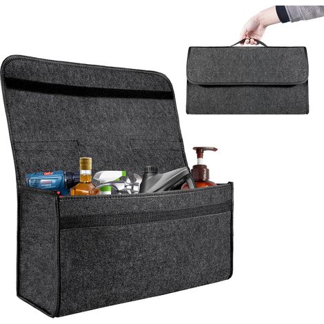 Trintion Car Storage Bag 50x30x15cm Car Boot Organiser Large Anti-Slip Car Boot Storage Bag Foldable Car Boot Bag with Fastening Flip Cover Car Boot Tidy Organiser Tools (Black Large) (1/5)