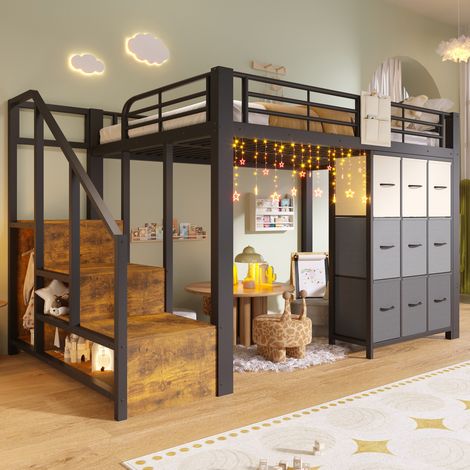 letto contenitore 140x200 metallo con cassetti nero HAVRYA (1/5)