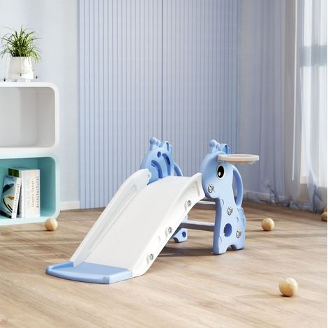 Tobogán infantil 3 en 1 con forma de jirafa, con canasta y pelota, azul OKMYHOME (1/5)