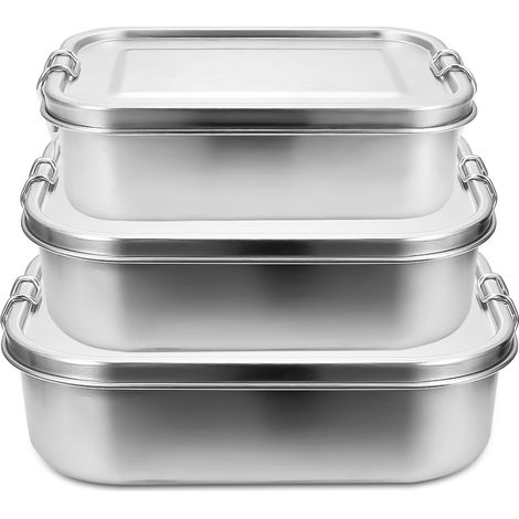 Wolketon 800+1200+1400 ml lunch box in acciaio inox sigillato bento lunch box in metallo per una capacità a prova di perdite con scomparti