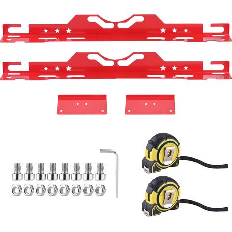 Outils d'alignement des roues avec 2 rubans à mesurer, embout automobile pour usage domestique, kit d'outils de voiture en acier inoxydable rouge (1/5)