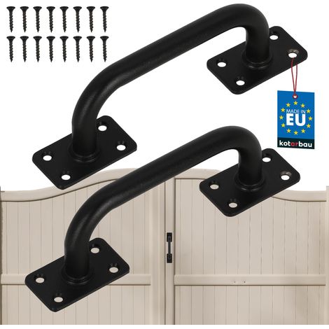 KOTARBAU® Lot de 2 Poignée de Porte de Jardin - Poignée de Porte Extérieure 150 mm - Poignee Porte Coulissante - Acier Thermolaqué - Noir (1/4)