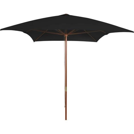 Parasol de Jardin/Parasol d'extérieur avec mât en bois Noir 200x300 cm 62282 (1/5)