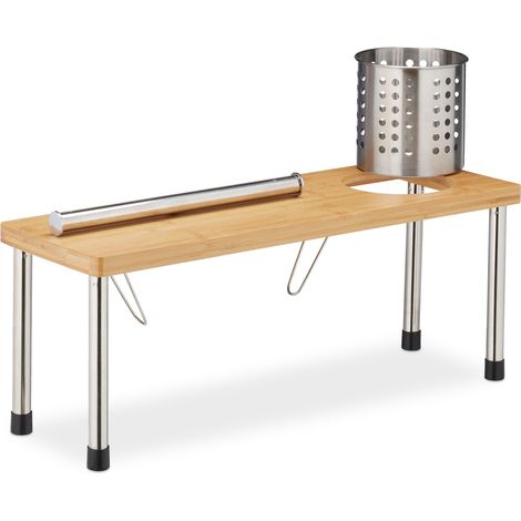 Pratico scaffale da cucina 3 in 1 porta accessori 60 x 30 x 15 cm in bambù naturale 130007101