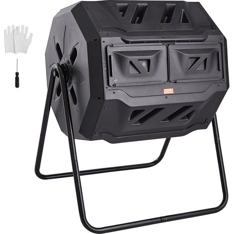 VEVOR Compostador Giratorio de Jardín 162,7 L Contenedor de Abono Giratorio de 360° Doble Cámara de PP Sin BPA Carga 50 kg para Compostaje de Residuos Orgánicos Cocina Jardinero Terraza Patio Exterior