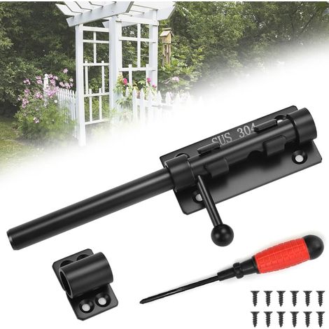 Sliding Bolt Door Latch, Stainless Steel Door Lock, Non-Deformable Bolt, Door Locking Bolts with 12 Screws and Screwdriver for Garden and Bathroom Doors (1/5)