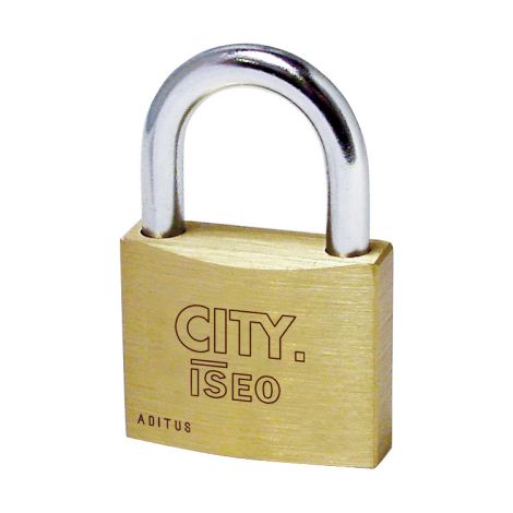 City by Iseo lucchetto rettangolare 50 mm KA corpo in ottone e arco in acciaio temperato e cromato 3 chiavi cifratura unica (1/3)