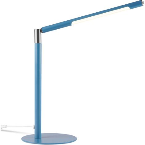 (Bleu) Lampe de bureau en métal de haute qualité, mini lampe de bureau moderne et minimaliste USB, LED protégeant les yeux.