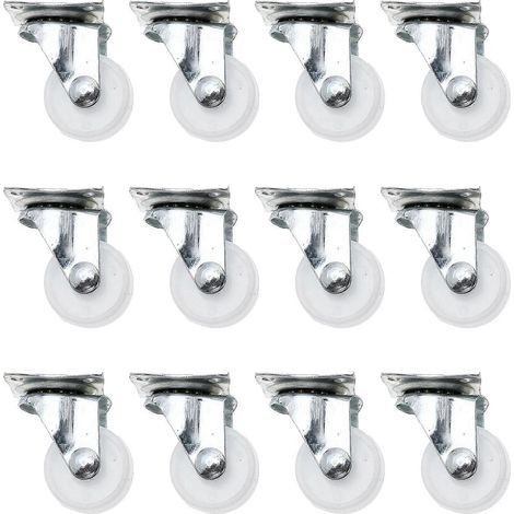 Set mit 12 universellen Ersatzrollen für Industriewagen (Schränke und Möbel). – 4,5 x 3,2 cm – Weiß (1/3)