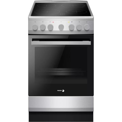 Fagor – Cuisinière vitrocéramique 4 foyers Hilight – Four électrique 62L avec grill 1500W – Nettoyage catalyse – Indicateur chaleur résiduelle