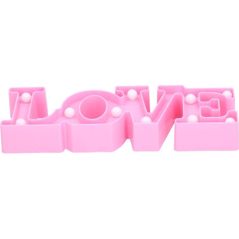 Lampe LOVE 10 LED Veilleuse pour demande en mariage, déclaration, anniversaire de mariage, fête Blanc chaud/Rose (1/5)