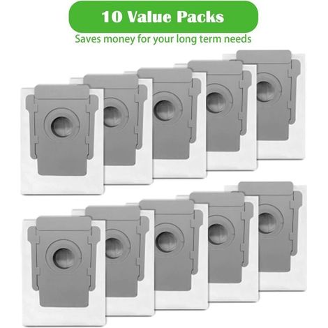 10 Packs Sacs Aspirateurs pour iRobot Roomba I & S Series, i7 (7150) i7 + / Plus (7550) i3 + (3550) i6 + (6550) i8 + (8550) s9 (9150) s9 + / Plus (9550), Compatible avec Clean Base (1/3)