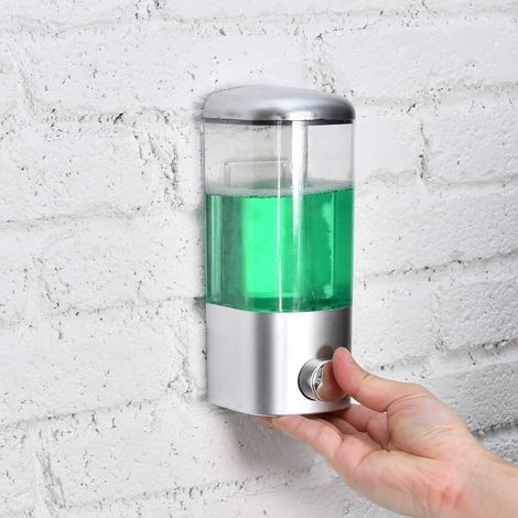 Dispenser di sapone a parete, dispenser di shampoo liquido per doccia da 500 ml/12 oz con blocco manuale, contenitore per lozione commerciale per bagno, cucina, ufficio