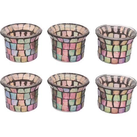 6 Pièces Porte-Bougies en Verre Massif Pot de Fleur pour Mariage Méditation Brun (1/5)