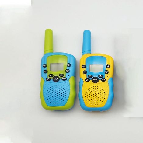 lot De Deux Talkies-walkies Pour Enfants Bicolores Bleu Sarcelle Et Jaune-bleu Avec Lampe De Poche Lcd Rtroclaire, Porte De 3 Km, Adapts Aux Activ (1/5)