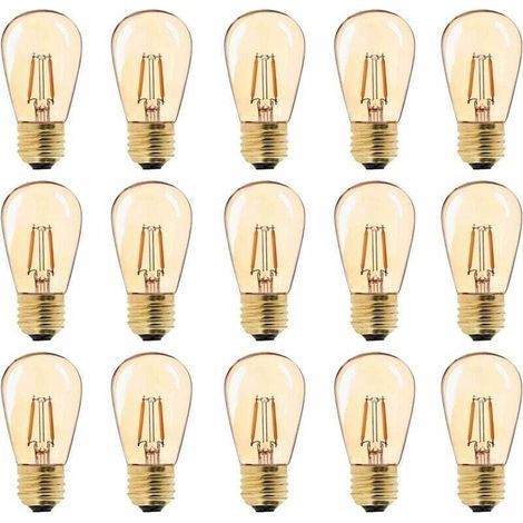 LED-Vintage-Glühbirne E27, ST45, einfach zu montieren, 1 W = 10 W Glühlampe, superwarmweiß 2200 K, E27-Sockel, Nachttischlampe, goldfarbenes Glas, nicht dimmbar, 15er-Pack [Energieklasse G] (1/5)