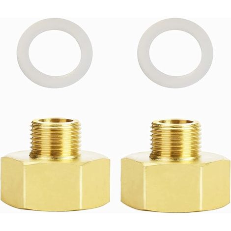Gas Adapter, 3/8 to 3/4 Gas Stove Adapter, Brass Pipe Fitting with Sealing Ring (1/5)