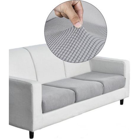 Housse de coussin d’assise pour canapé – Gris clair – Taille grande – Longueur 65–95 cm, largeur 65–90 cm (1/3)