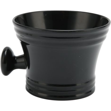 Bol pour crème à raser noir en plastique avec manche – Grande capacité et prise en main confortable pour barbiers et usage domestique ou voyage (1 bol) (1/5)