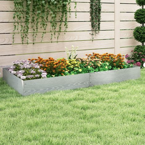 Jardinière Surélevée en Métal Galvanisé 6 Pièces de 600 cm Clôture D'arbre Sans Tranchée Bande de 110 Cm Profondeur de 22 cm Argent (1/2)