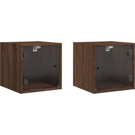 Maison Exclusive - Comodini con Ante in Vetro 2pz Rovere Marrone 35x37x35 cm