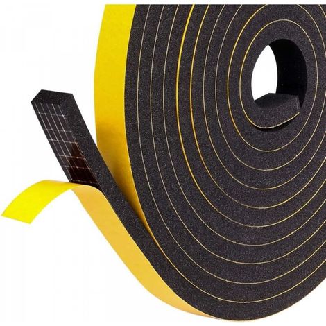 Bande adhésive pour fenêtre de porte Joint d'étanchéité en mousse de caoutchouc Coupe-froid 20 mm x 10 mm x 2 m d'épaisseur Joint d'isolation résistant aux courants d'air Protecteur de meubles 1 roule (1/5)