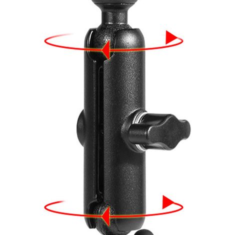 (Exclusivité Asie du Sud-Est) Support de téléphone pour moto et vélo électrique, support de téléphone extérieur en alliage d'aluminium à tige longue 12-24 V - Base miroir noire (1/5)
