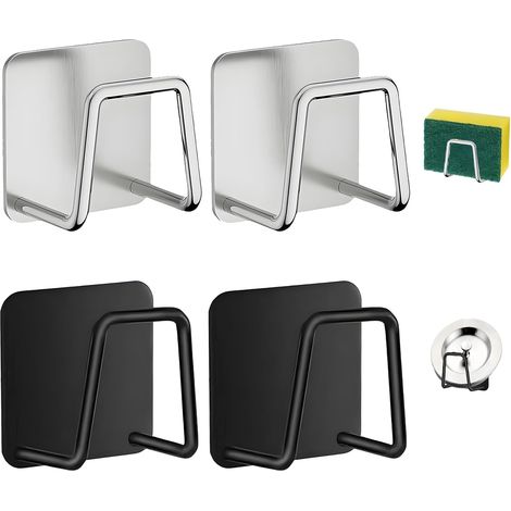 4Pcs Range Porte Eponge Evier Cuisine Acier Inoxy,Support pour Eponge Evier (1/5)