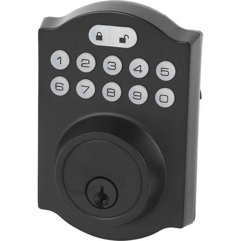 Elektronisches Zahlenschloss mit Tastatur, Multifunktions-Türschloss mit Schlüssel, Schwarz (1/5)