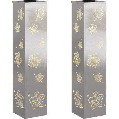 Set di 2 luci da sentiero a LED solari da giardino esterno 18 x 18 x 80 cm in acciaio inossidabile arrugginito 020052563