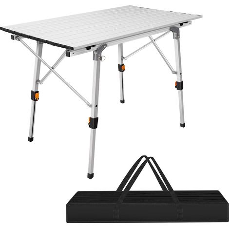 Table de camping table de pique-nique en aluminium 90x53 cm, table pliante légère réglable en hauteur, adaptée au balcon du jardin, table de voyage, avec étui de transport