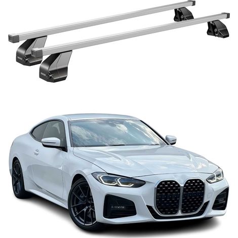 OMAC Dachträger Querträger Stahl für BMW 4er G26 Gran Coupé 2020-2026 – Abschließbar – City-Crash-getestet – DIN 75302:2019 – ISO/PAS 11154:2006 – Max. 75 kg Silber (1/5)