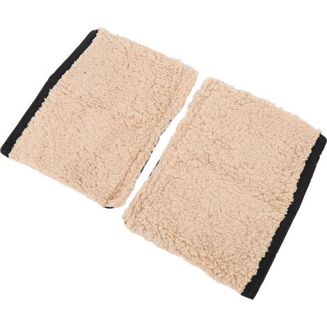 Lot de 2 coussins d'accoudoirs confortables en peau de mouton, couleur beige, pour chaises de bureau et de transport. (1/5)