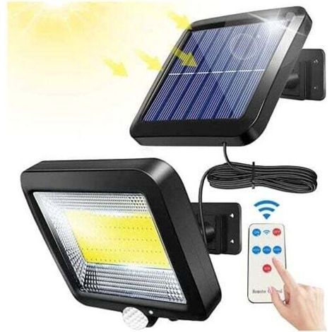 Ulisem Solar-Außenleuchte mit Fernbedienung, wasserdichtem Bewegungsmelder, 100 LEDs, leistungsstarke IPX65-wasserdichte Solar-Außenleuchte für Garagentor und Garten (1/4)