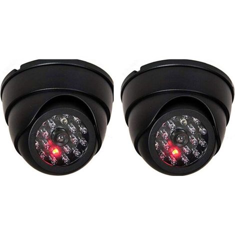 Lot de 2 caméras dôme factice avec caméra Infrarouge factice avec Objectif et Surveillance vidéo Clignotante