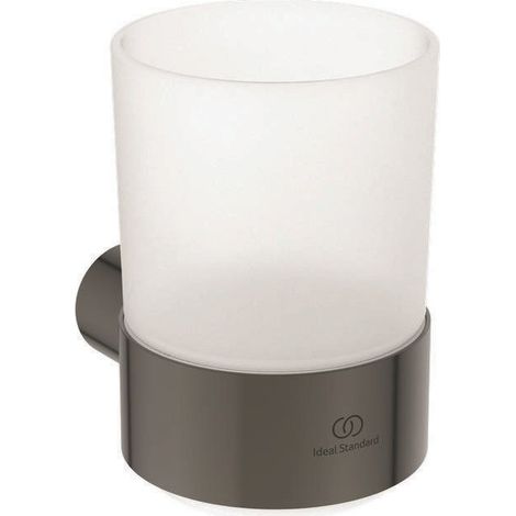 Cepillo de dientes vaso CONCA redondo, con soporte de pared magnético gris IDEAL STANDARD
