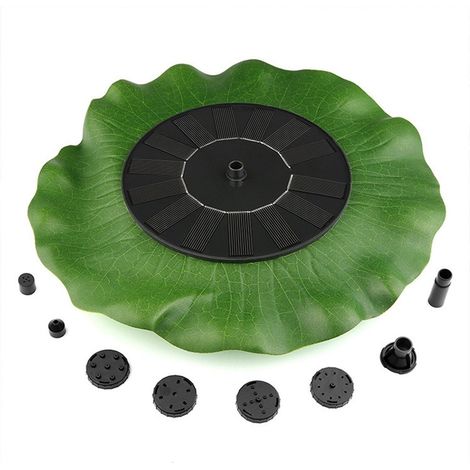Fontaine Solaire, Fontaine de jardin, 7V/1.4W 28cm, 7 buses de rechange, feuille de lotus (1/5)