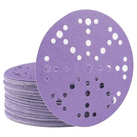 Lot 50 disques abrasifs 150 mm, grain 1000, 15, 2 cm, 49 trous, dos en film auto-agrippant (1/5)